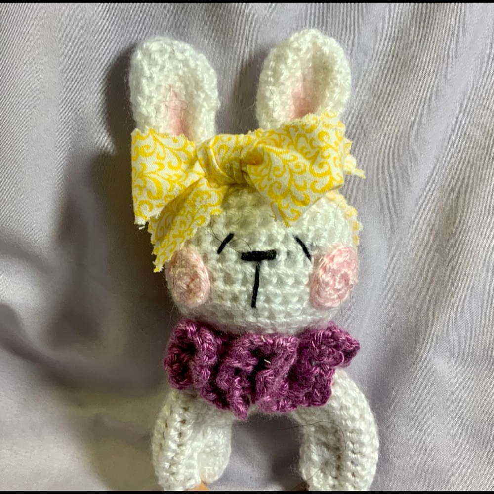 Handmade Amigurumi Rabbit Teether and Rattle - Picture 2 of 4
